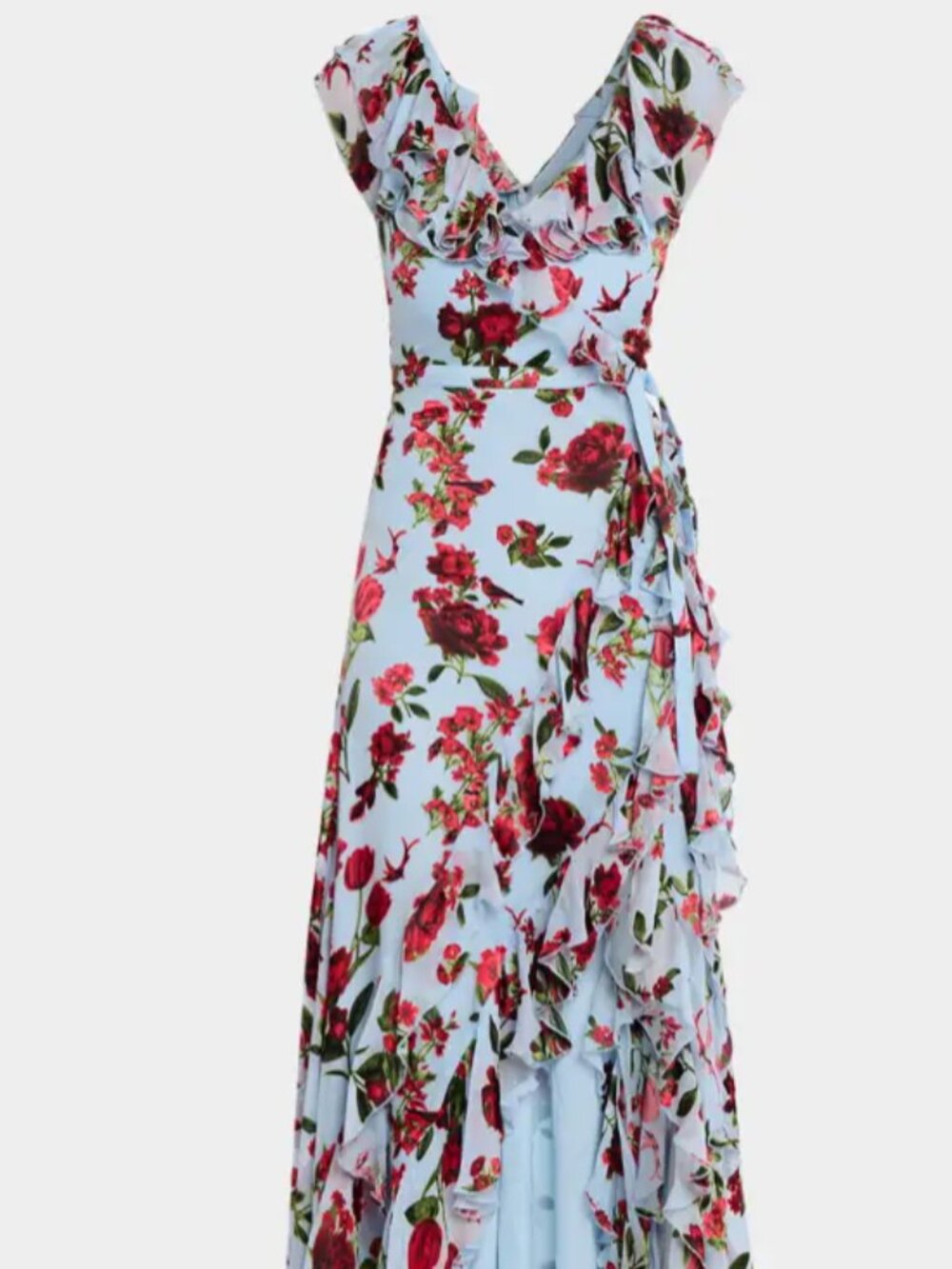 Alice and Olivia Kristen Ruffle Wrap Maxi Dress